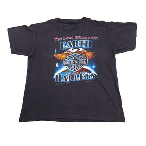 Vintage 1984 Harley Davidson 3D Emblem Last Bikers On Earth Shirt Large Erie PA